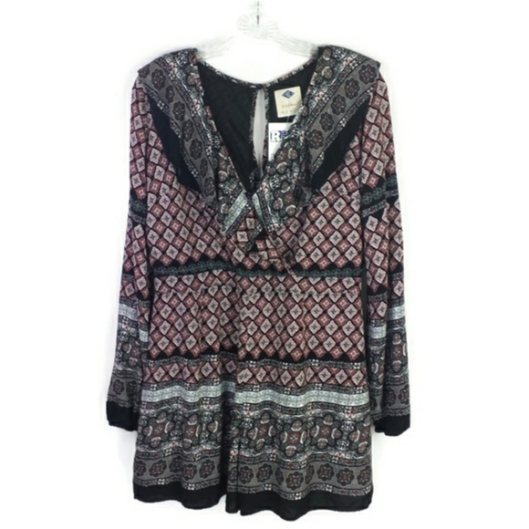 Wild Blue Sadie Robertson Ruffled Long Sleeve Shorts Romper Womens Multicolor L - Picture 12 of 16